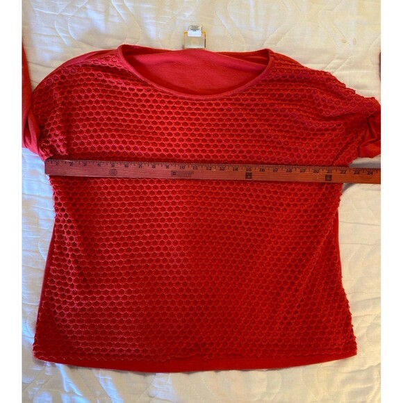 Ruby Rd. Womens Blouse Size Medium Top Tangerine Orange Unique Overlay + Stretch - Picture 7 of 8